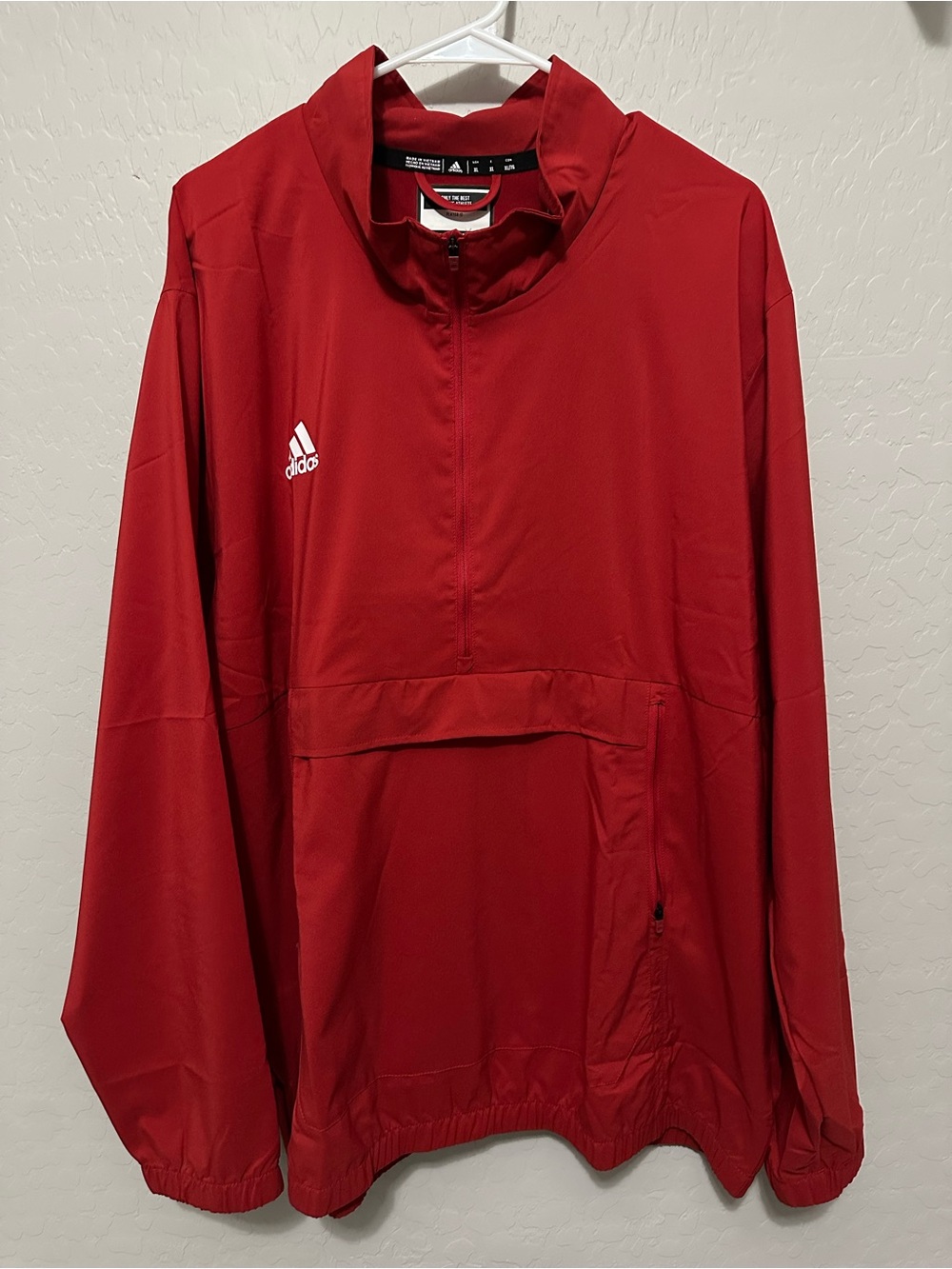 adidas Men’s Red Half-Zip Windbreaker Pullover